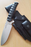 JEO-TEC Nº21 - Black Polished Mikarta - BOHLER N690C Stainless Steel - Multi-positioned Leather Sheath - Firesteel