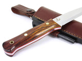 JEO-TEC Nº18 - Cocobolo Wood Handle - Stainless Steel Sandvik 14c28n - Leather Sheath + Firesteel