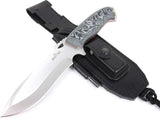 JEO-TEC Nº43 - Black Mikarta - Stainless Steel Mova 58 - Leather Sheath - Firesteel