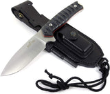 JEO-TEC Nº21 - Black Polished Mikarta - BOHLER N690C Stainless Steel - Multi-positioned Leather Sheath - Firesteel