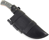 JEO-TEC Nº51 - Black Mikarta - Stainless Steel Mova 58 - Leather Sheath - Firesteel