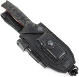 JEO-TEC Nº21 - Black Polished Mikarta - BOHLER N690C Stainless Steel - Multi-positioned Leather Sheath - Firesteel