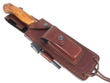 JEO-TEC Nº37 - Cocobolo Exotic Wood - Stainless Steel Mova 58 - Multi-positioned Leather Sheath - Firesteel - Sharpener Stone
