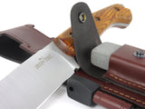 JEO-TEC Nº37 - Cocobolo Exotic Wood - Stainless Steel Mova 58 - Multi-positioned Leather Sheath - Firesteel - Sharpener Stone