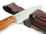 JEO-TEC Nº37 - Cocobolo Exotic Wood - Stainless Steel Mova 58 - Multi-positioned Leather Sheath - Firesteel - Sharpener Stone