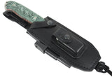 JEO-TEC Nº43 - Green Mikarta - Stainless Steel Mova 58 - Leather Sheath - Firesteel