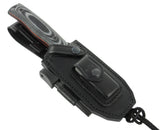 JEO-TEC Nº21 - Black Mikarta - Coated BOHLER N690C Stainless Steel - Multi-positioned Leather Sheath - Firesteel