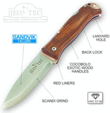 JEO-TEC Nº16 - Cocobolo Wood Handle - Sandvik 14c28N Stainless Steel - Scandi blade