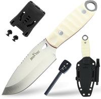 JEO-TEC Nº10 - Ivory Mikarta Handle - MOVA Stainless Steel - Multi-positioned Kydex Sheath - Firesteel