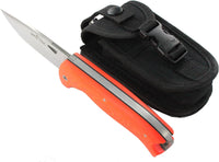 JEO-TEC Nº47 - RUTEON EDITION - Orange Fluor Mikarta - Stainless Steel Mova 58 - Nylon Sheath