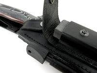 JEO-TEC Nº55 - Black Mikarta Handles - Stainless Steel Mova 58 - Multi-positioned Leather Sheath - Firesteel - Sharpener Stone