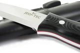 JEO-TEC Nº18 - CBlack Mikarta Handle - Stainless Steel Sandvik 14c28n - Leather Sheath + Firesteel
