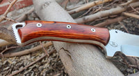 JEO-TEC Nº55 - Cocobolo Exotic Wood Handles - Stainless Steel Mova 58 - Multi-positioned Leather Sheath - Firesteel - Sharpener Stone