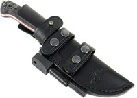 JEO-TEC Nº29 - Black Mikarta - Stainless Steel Mova 58 - Multi-positioned Leather Sheath - Firesteel - Sharpener Stone