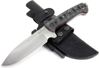 JEO-TEC Nº29 - Black Mikarta - Stainless Steel Mova 58 - Multi-positioned Leather Sheath - Firesteel - Sharpener Stone