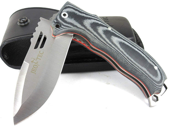 JEO-TEC Nº49 Bushcraft Survival Hunting Folding Knife - MOVA Stainless Steel - Multi-positioned Sheath - Handmade