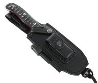 JEO-TEC Nº9 - Black Polished Mikarta Handles - Stainless Steel Mova 58 - Multi-positioned Leather Sheath - Firesteel - Sharpener Stone